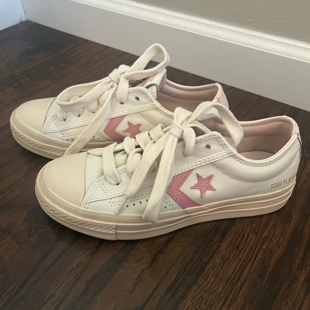 Converse Star Player Sneakers in White and Pink